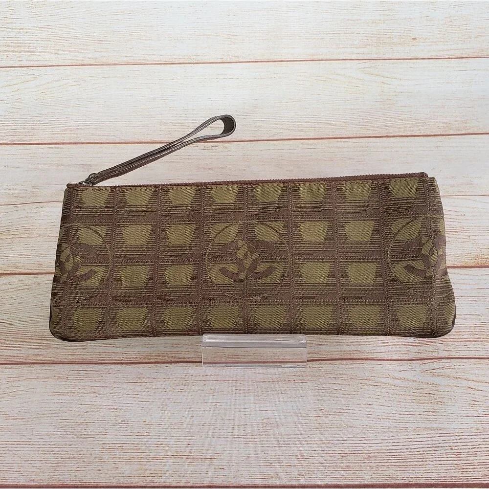 CHANEL Vintage Trousse & Diver Travel Line Nylon Jacquard Cosmetic Pouch
